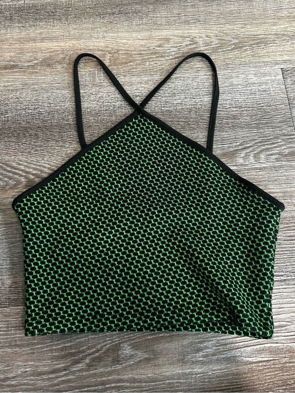 Zara Green and Black Textured Knit Cami
